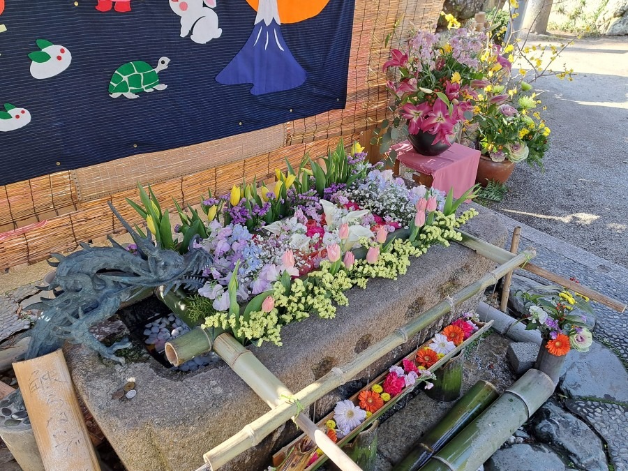 明和町・竹神社の花手水